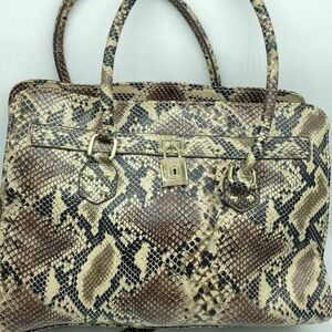 Snake Print Padlock Satchel Bag Y2K Glam Top Handle Structured‎ Tote Purse
